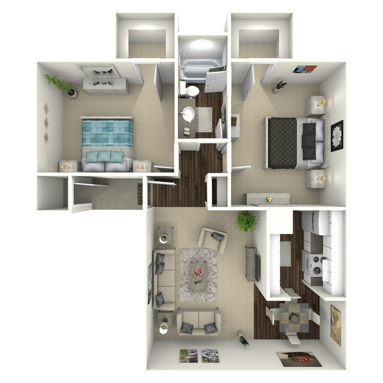 Floor plan image of B1 2 Bed 1 Bath