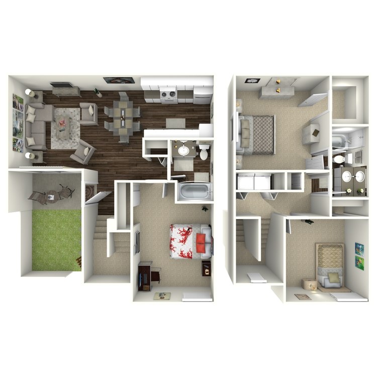 Floor plan image of C2 3 Bed 2 Bath