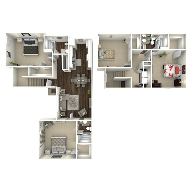 Floor plan image of D2 4 Bed 2 Bath