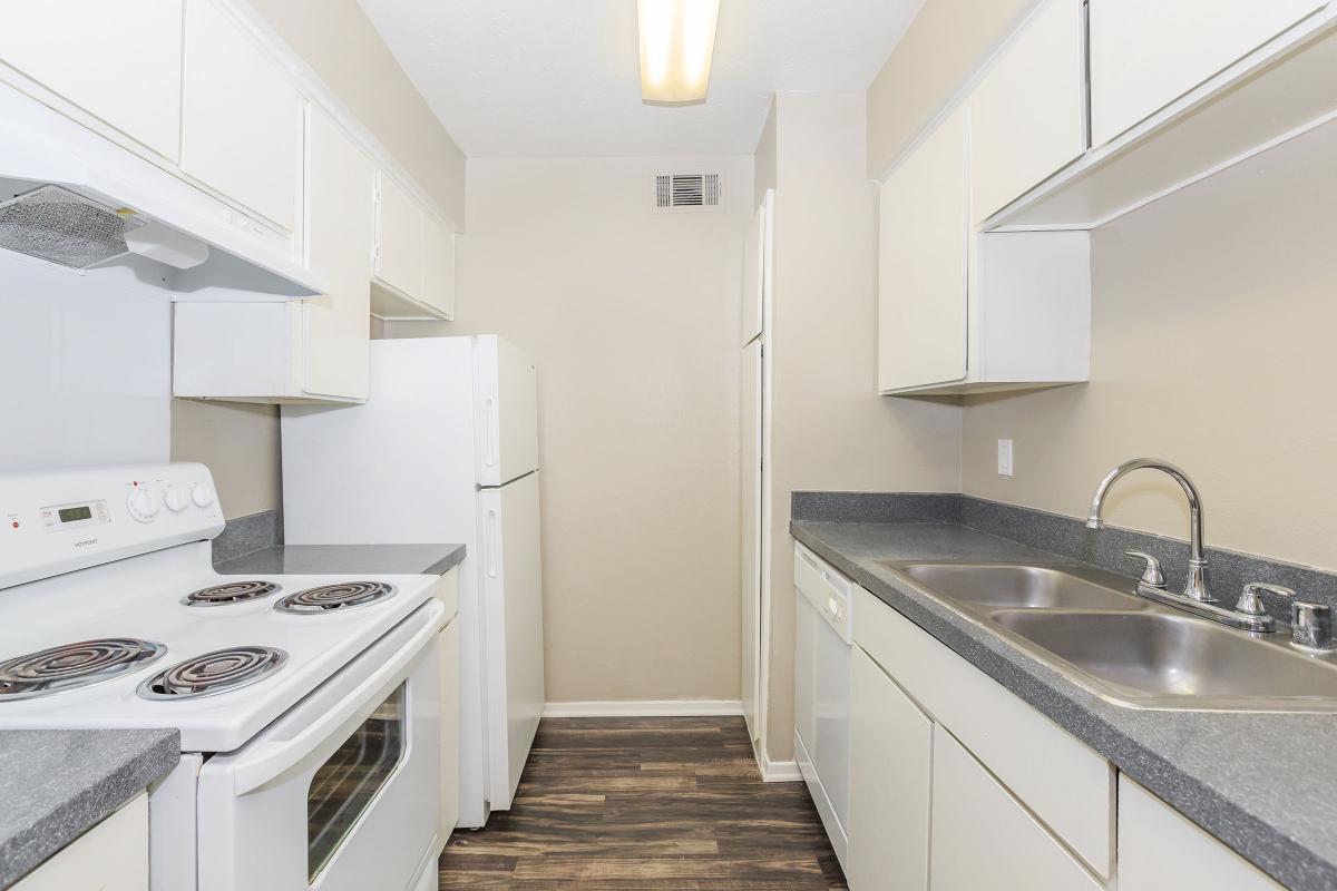 a kitchen with a stove sink and refrigerator
