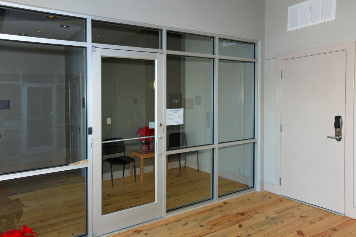 a glass door