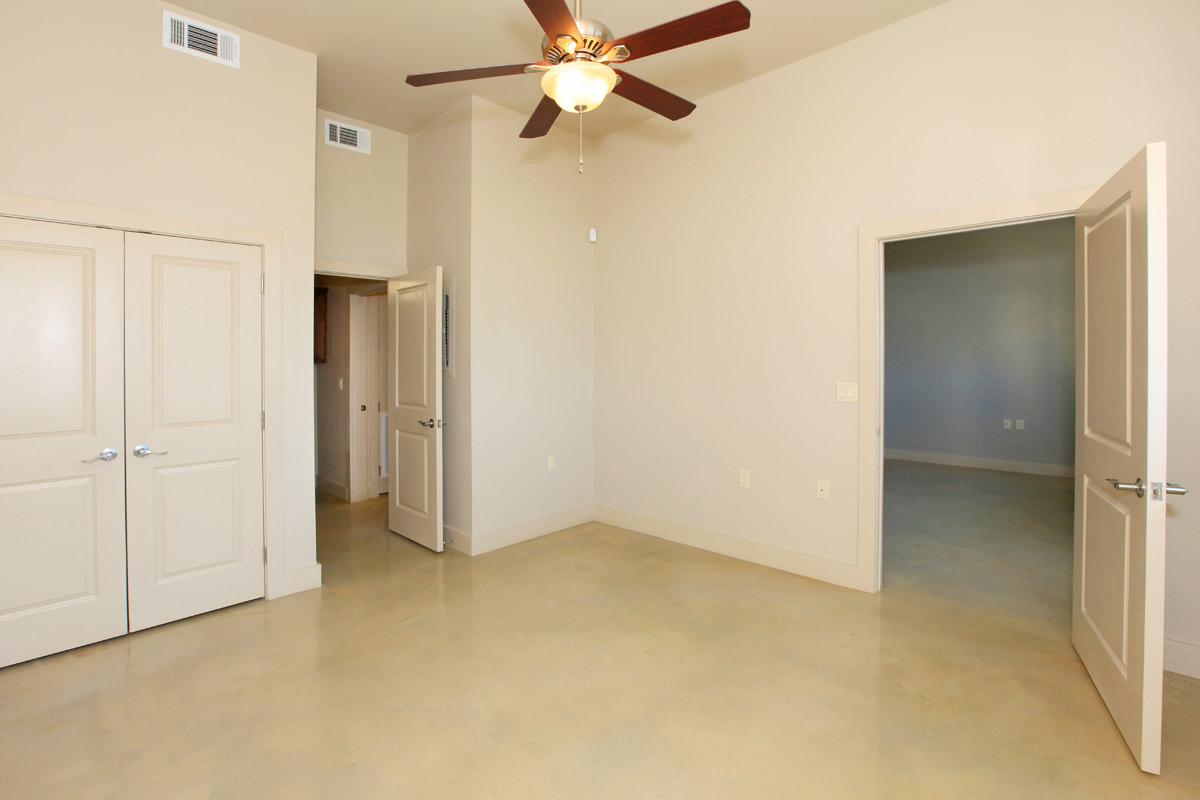 a kitchen with a wood floor