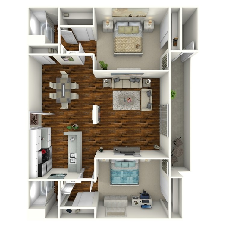 Floor plan image of 2 Bed 2 Bath