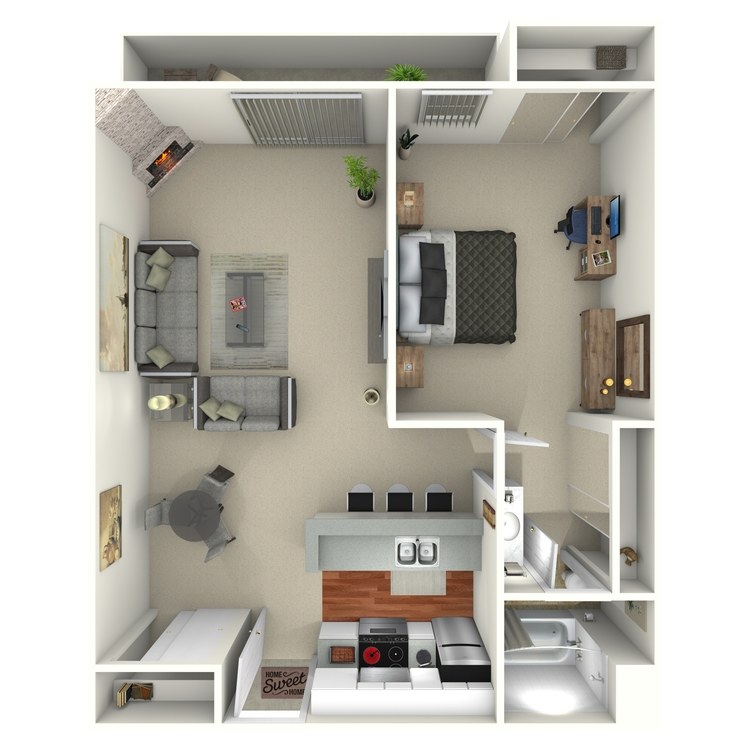Floor plan image of 1 Bed 1 Bath
