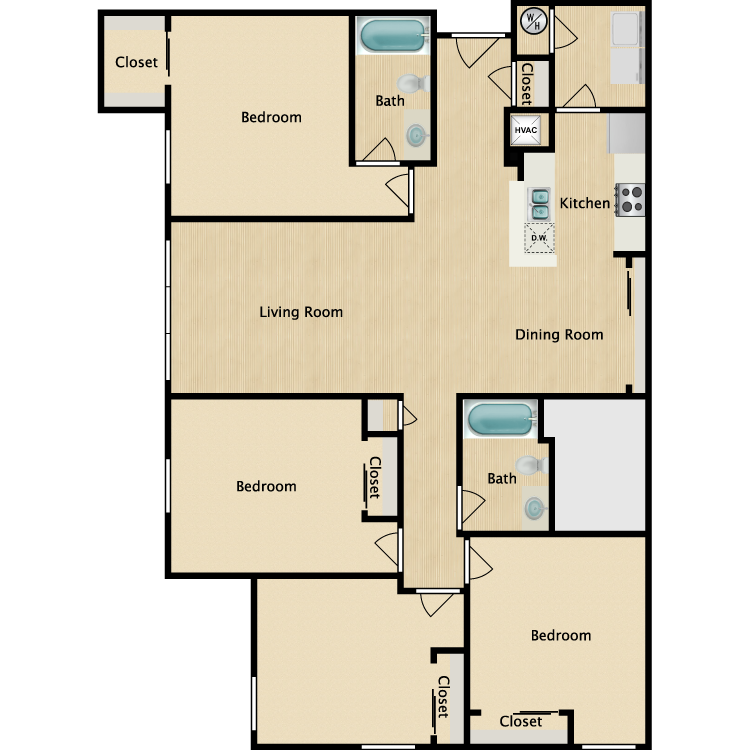 Floor plan image of 4 Bed 2 Bath