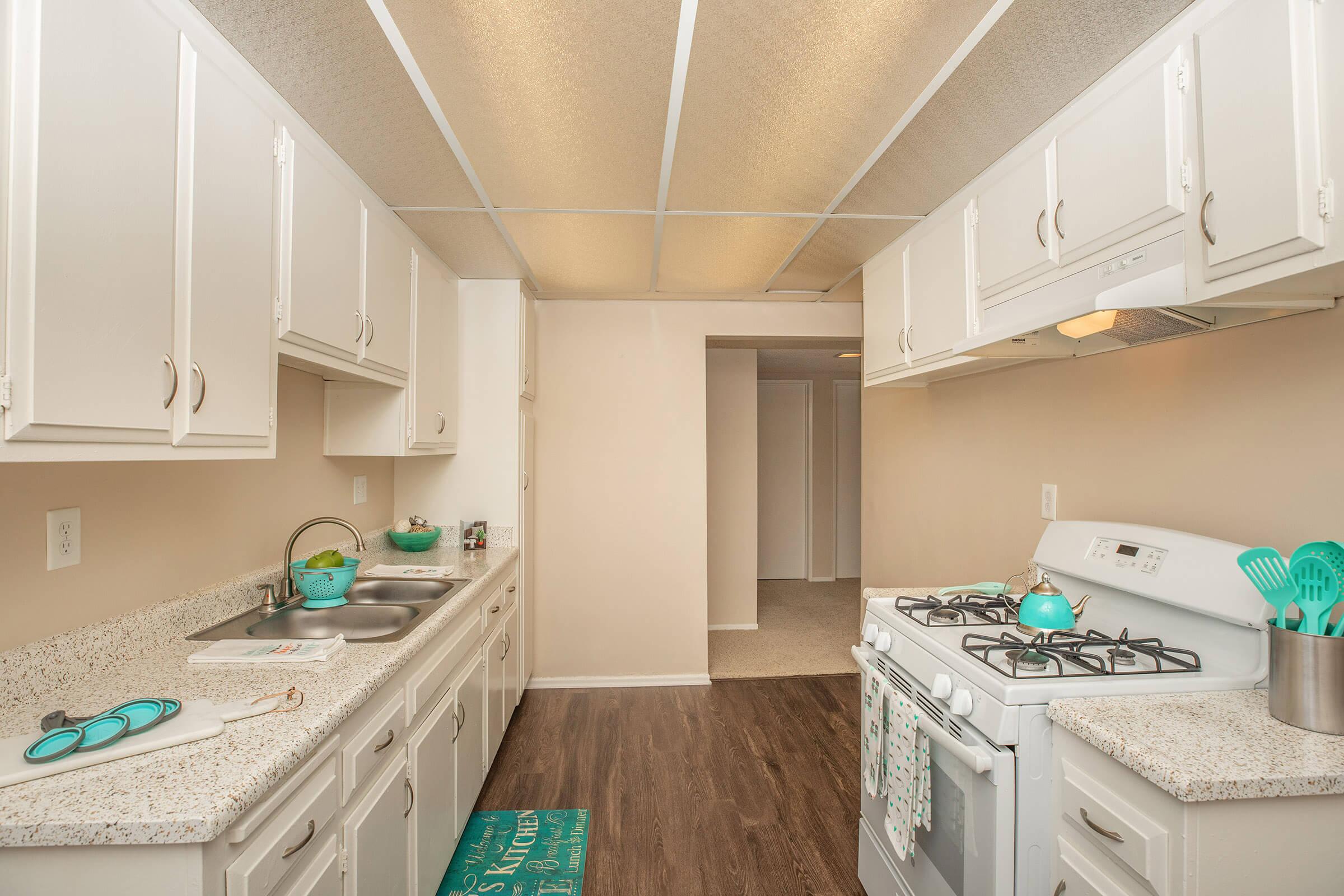 a kitchen with a sink and a counter