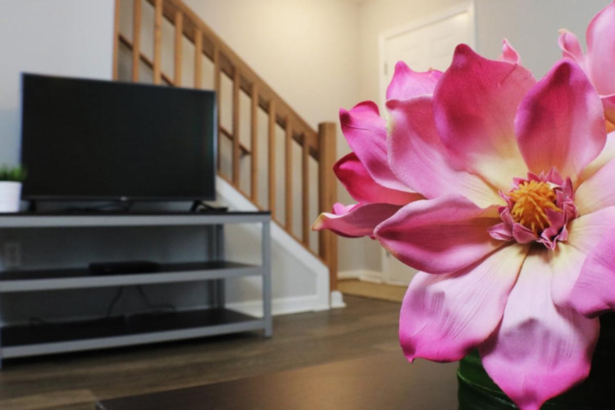 a vase filled with pink flowers on a table