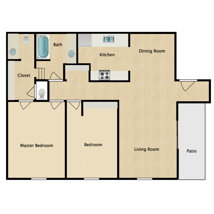Floor plan image of Two Bedroom Garden Apartment