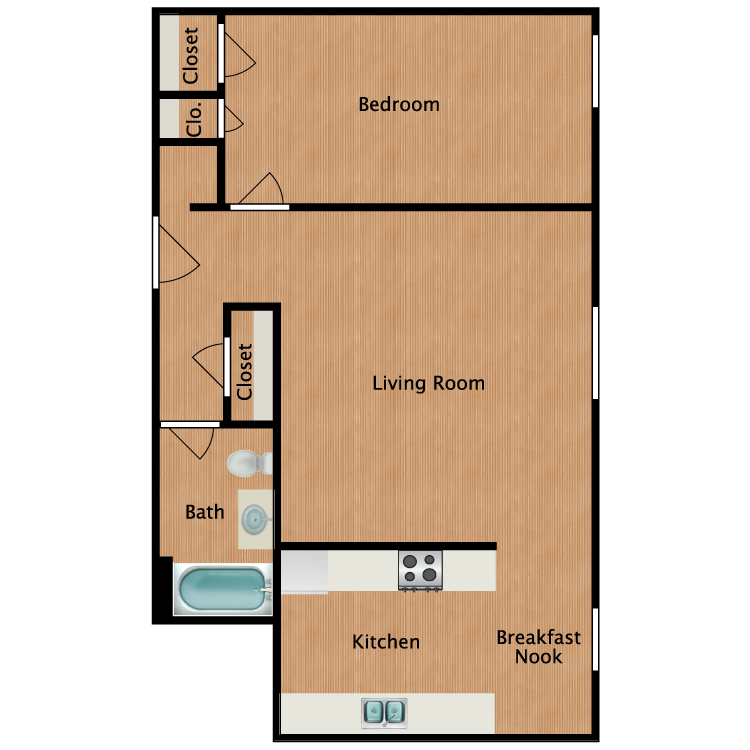 Floor plan image of Douglas Fir 1 Bedroom 1 Bath