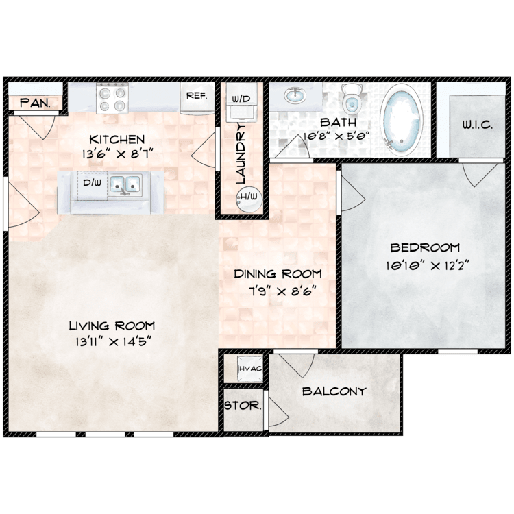 1 Bedroom floor plan image