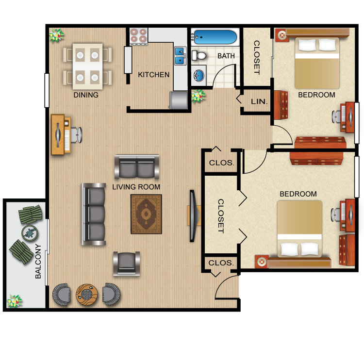 Floor plan image of The Cambridge with Balcony
