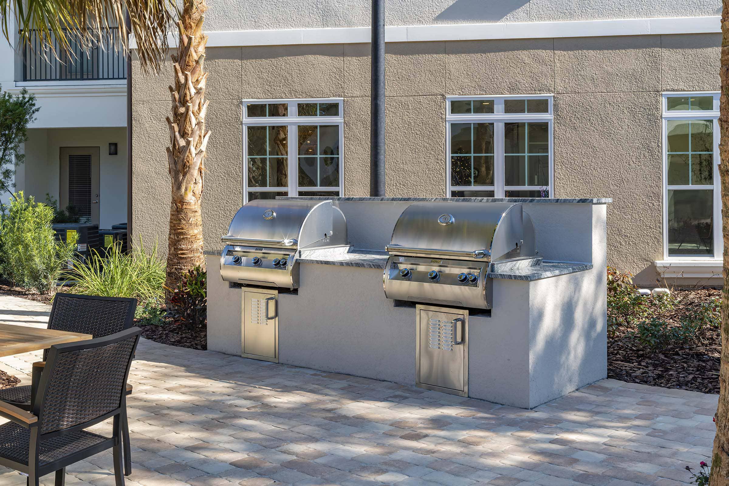 a bench in front of a house