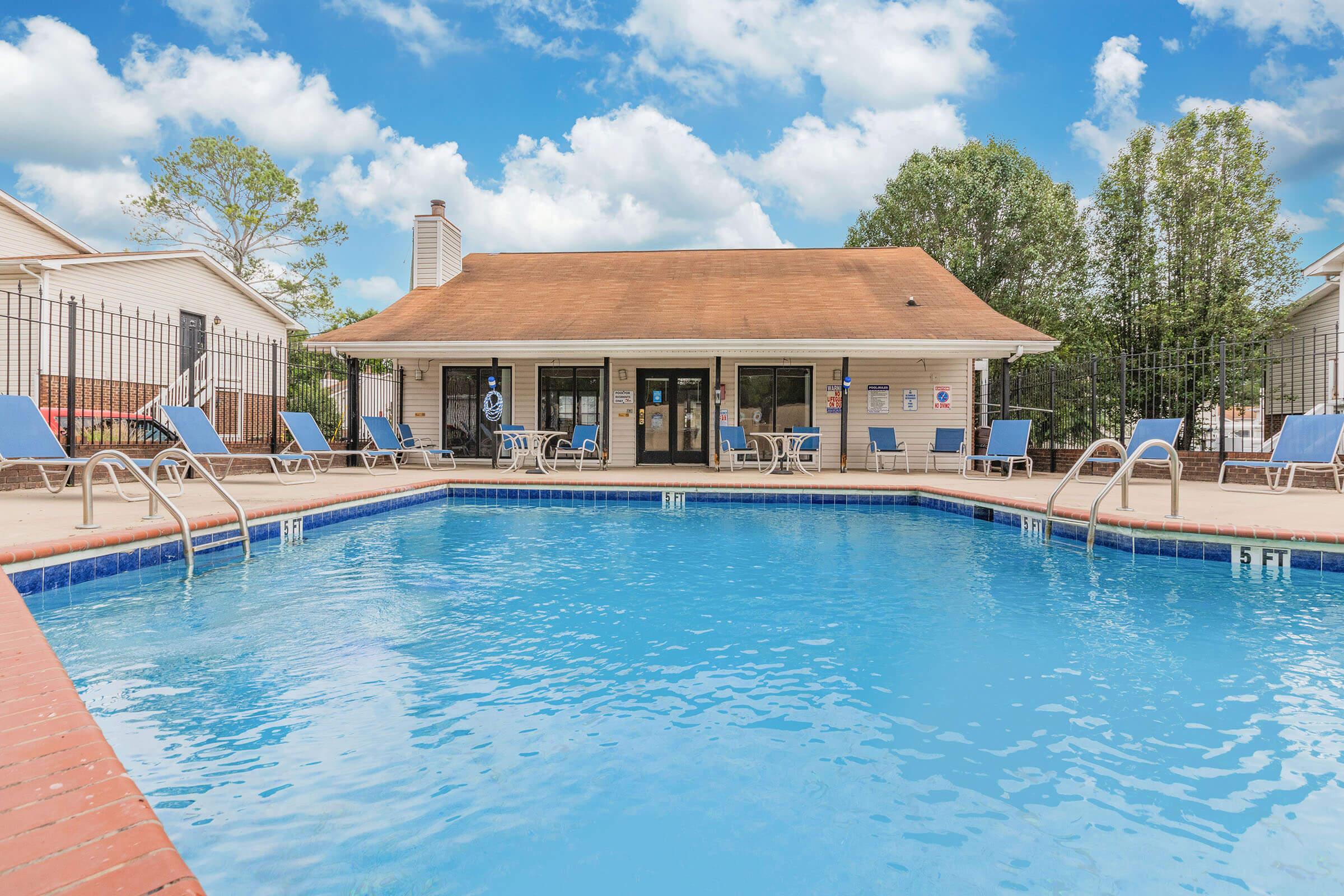 a small house in a pool of water