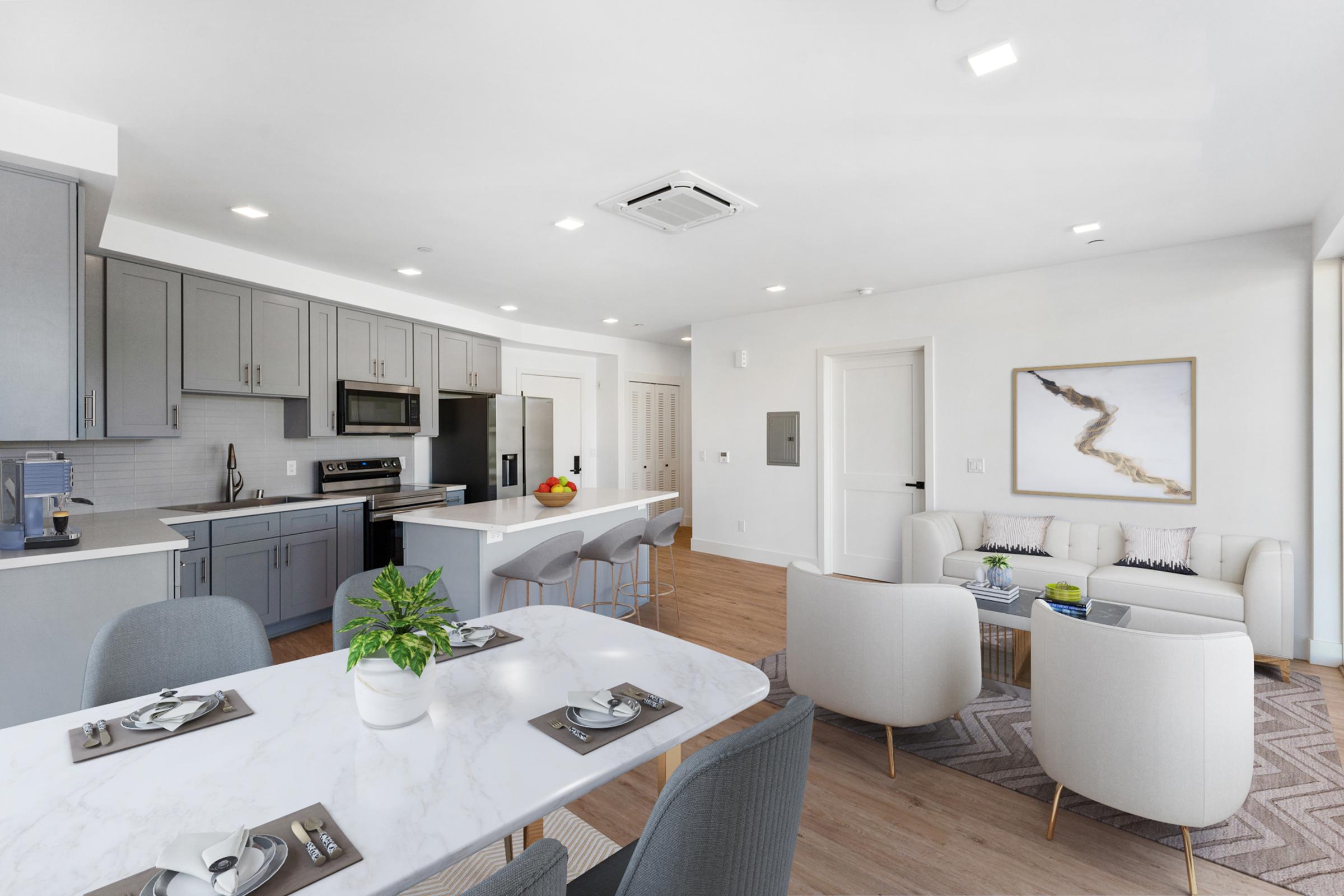 a room filled with furniture and a sink