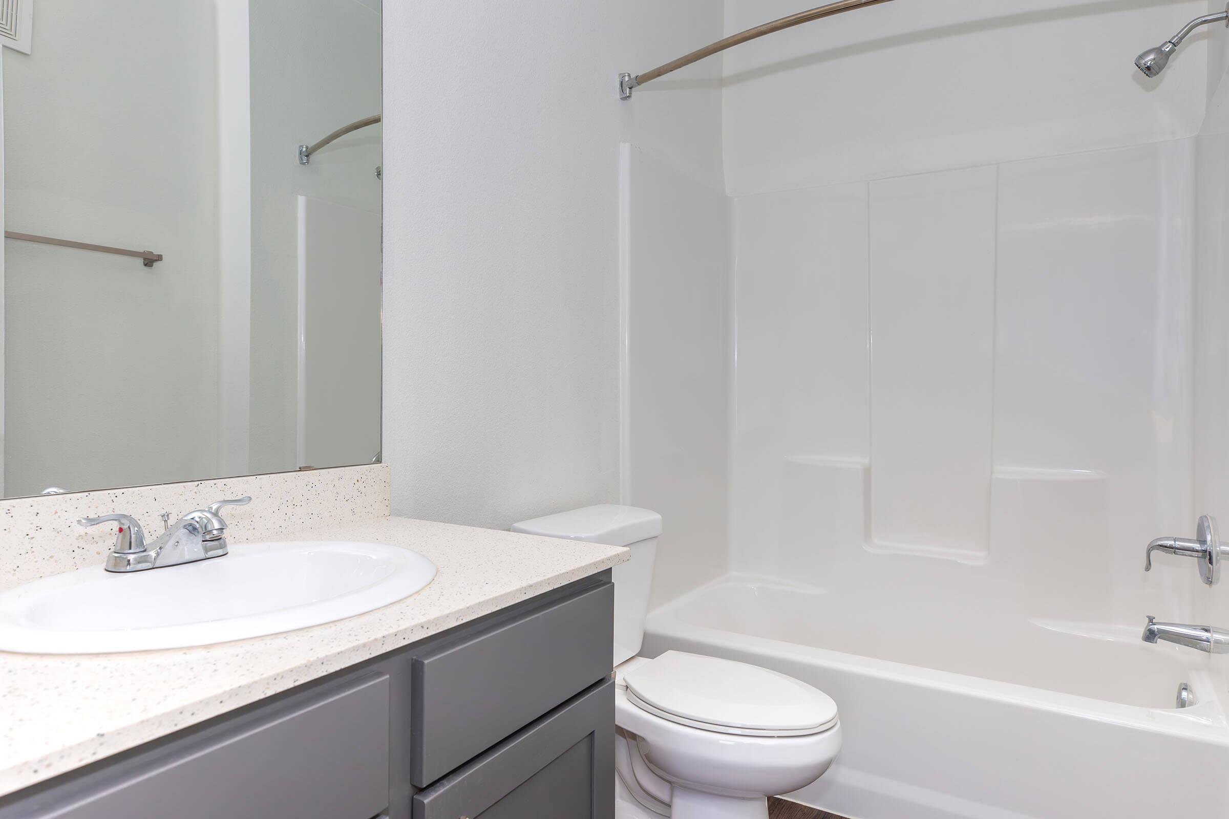 a room with a sink and a shower