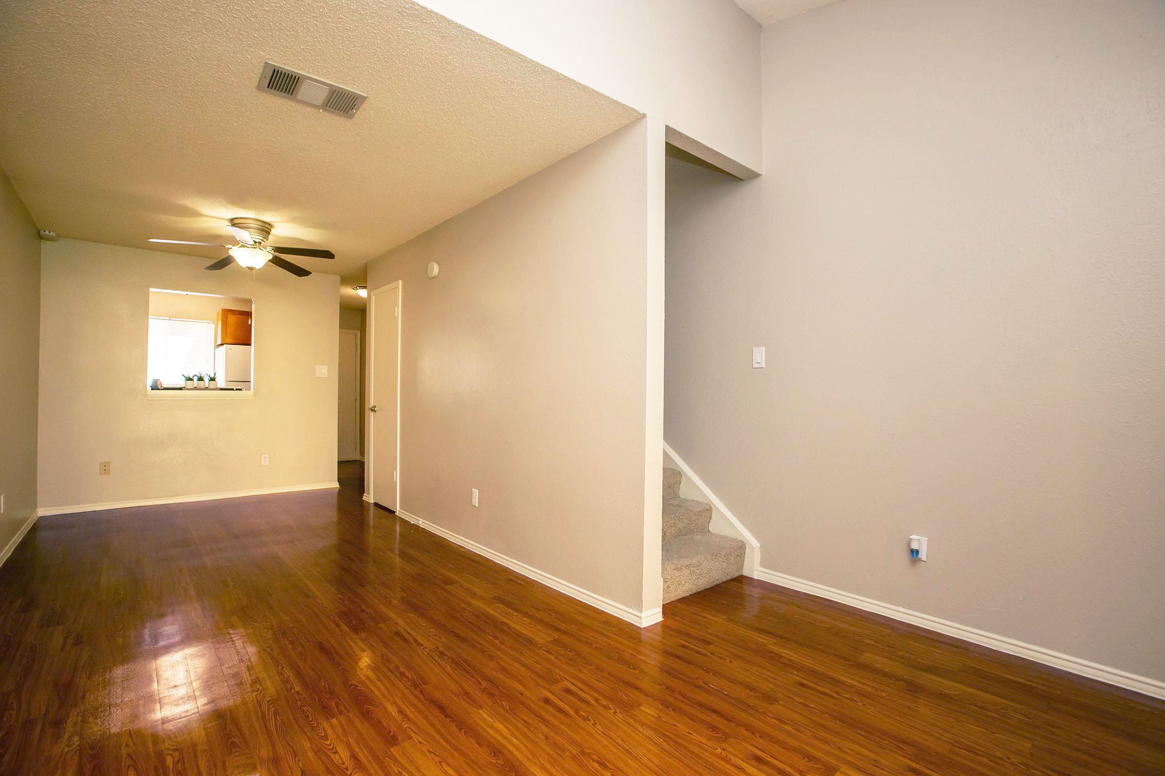 a room with a wood floor