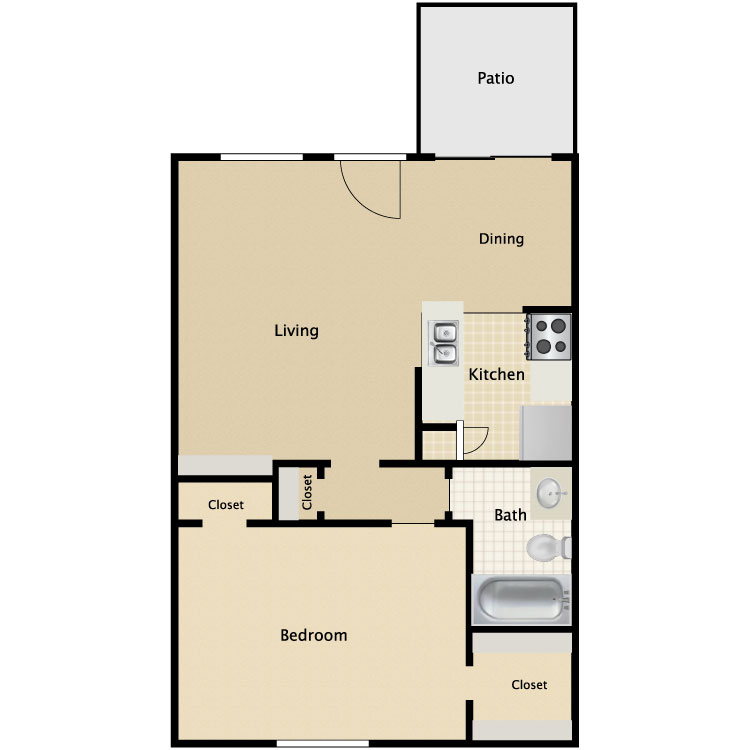 Floor plan image of 1 Bed 1 Bath