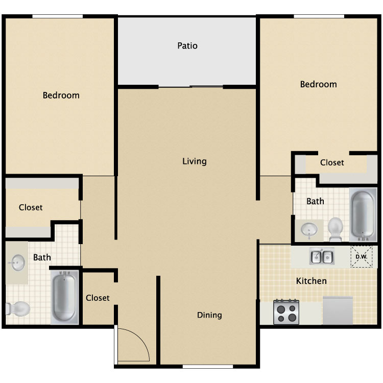 Floor plan image of 2 Bed 2 Bath B