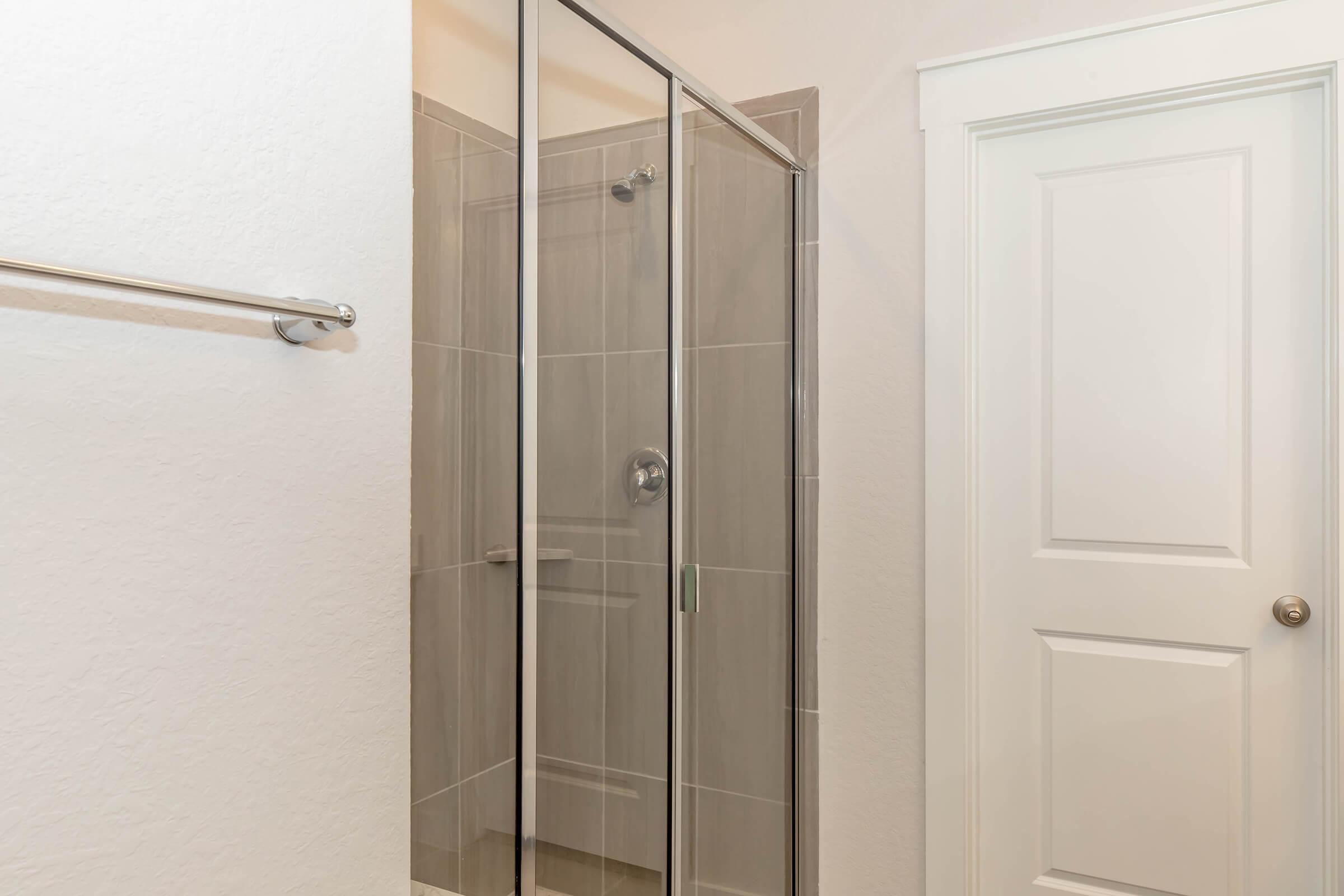 a glass shower door