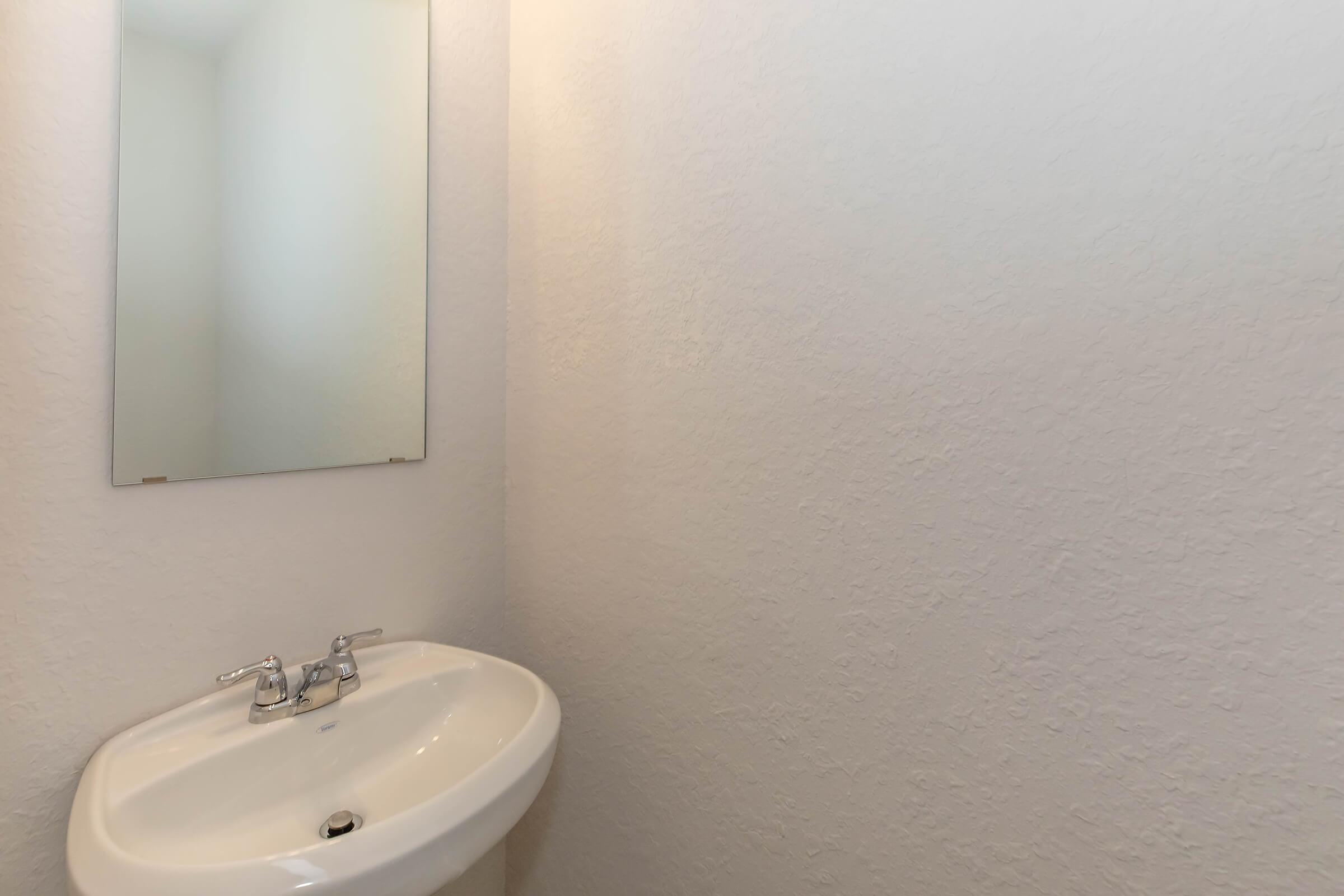 a close up of a sink and a mirror