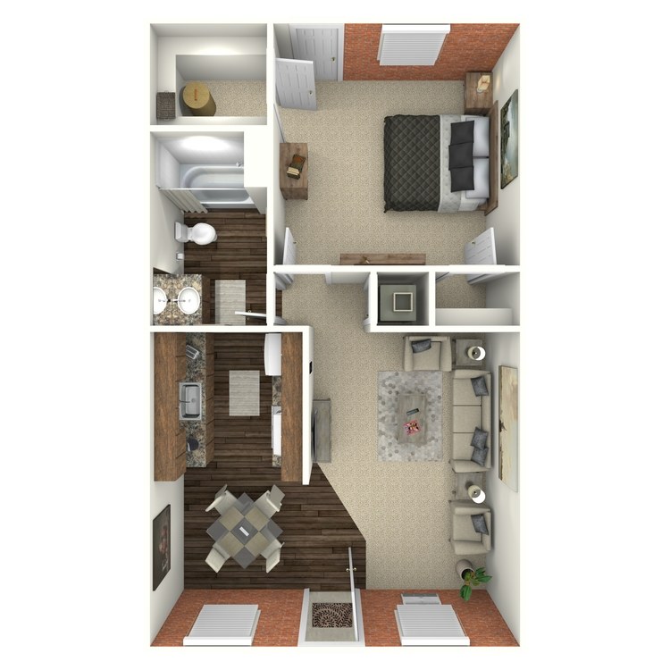 Floor plan image of 1 Bed 1 Bath