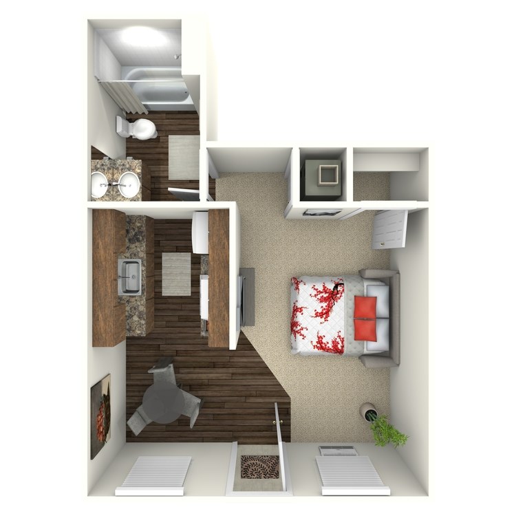 Floor plan image of Studio 1 Bath