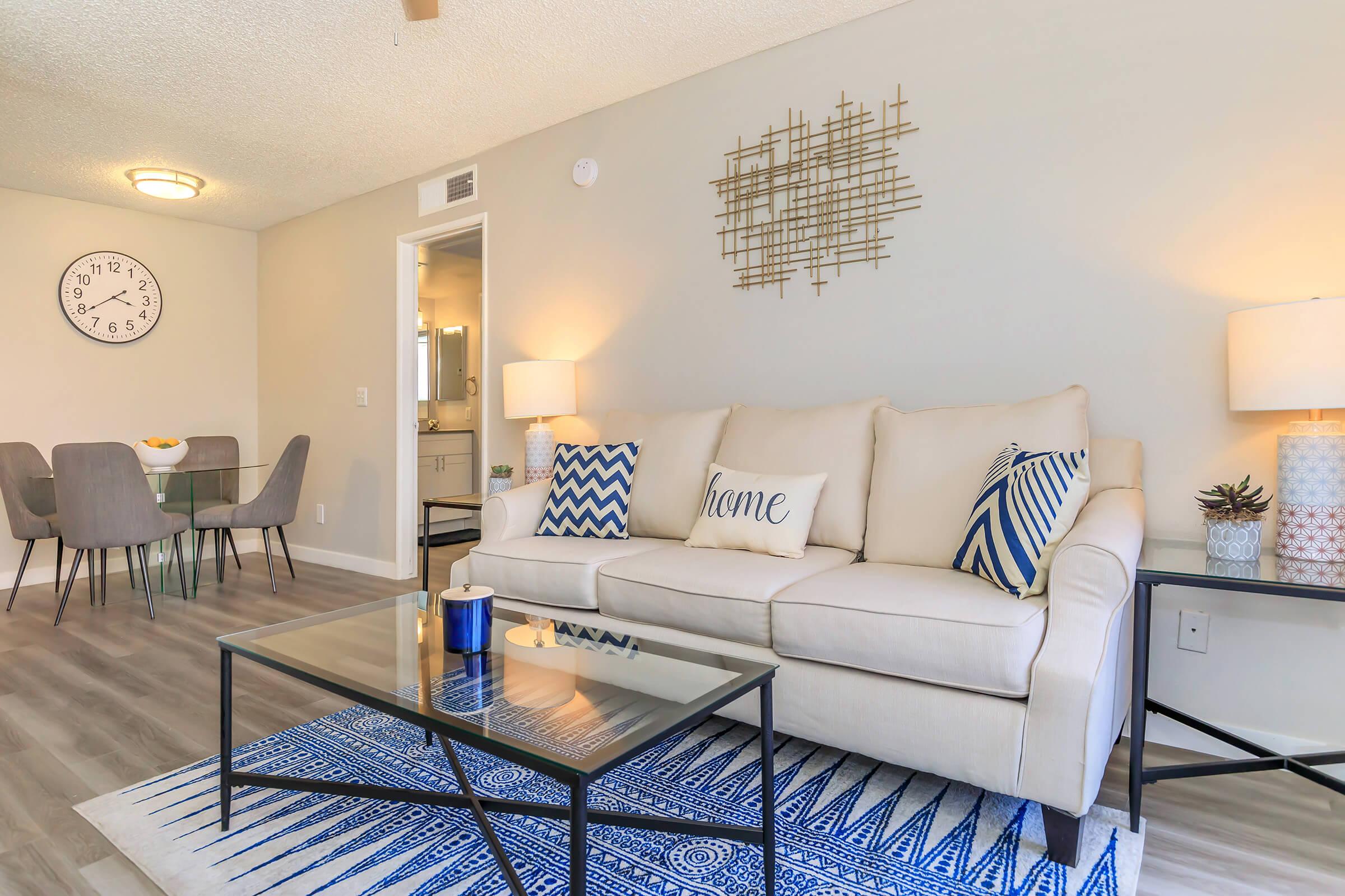 Modern and bright spacious living room and dining room