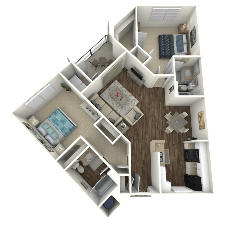 Plan Six, a villas antonio apartment home 2 bathroom floor plan.