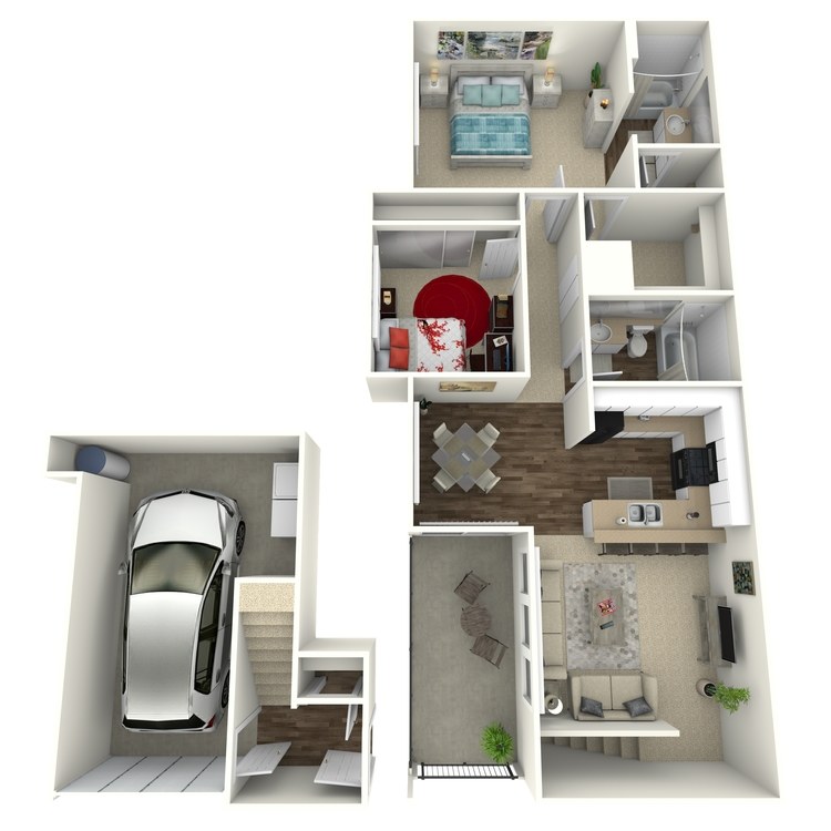 Plan Eight, a arbor lane apartment home 2 bathroom floor plan.